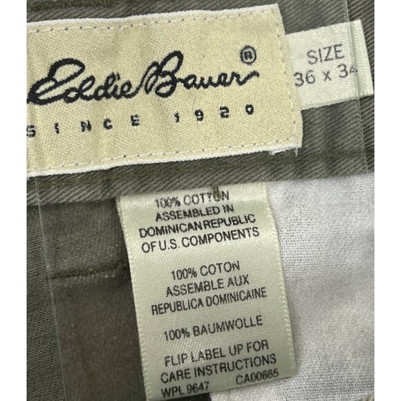 Eddie Bauer Mens Classic Fit Pleated Khaki Pants 36x34 100% Cotton 72f - Picture 4 of 6
